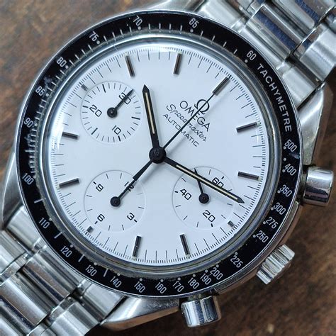 omega speedmaster reduced discontinued|omega speedmaster reduced white dial.